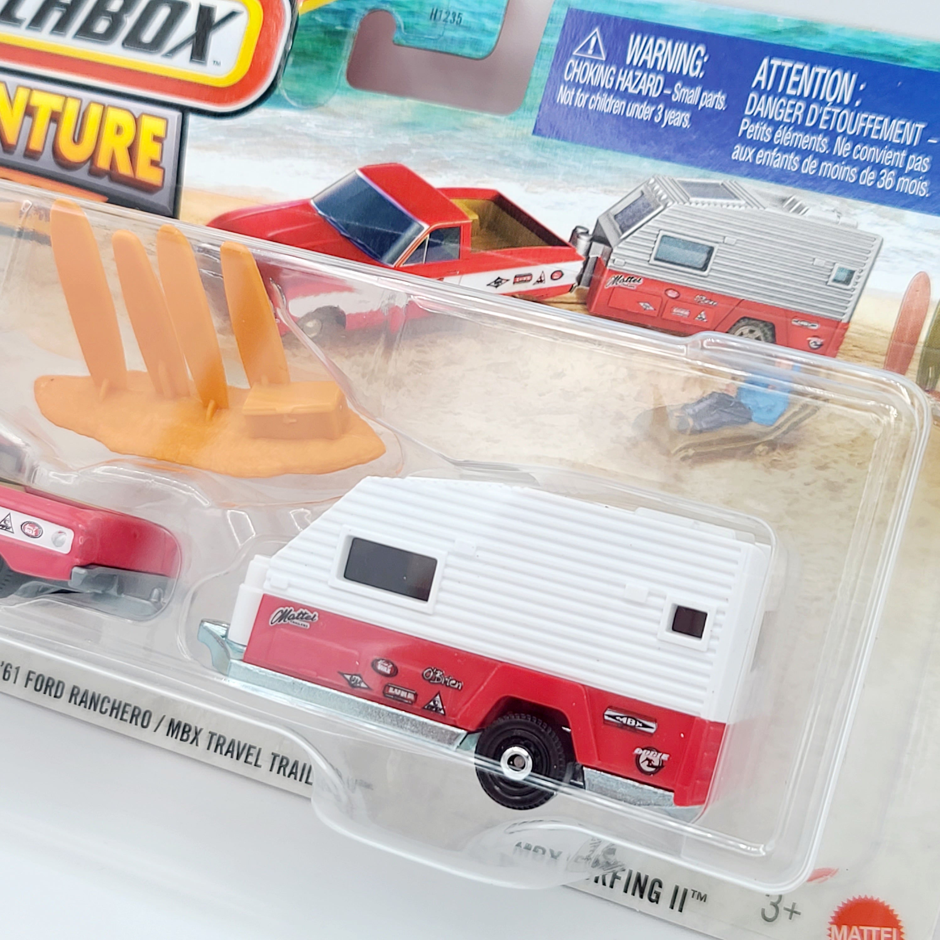 Matchbox '61 Ford Ranchero / Travel Trailer Camper - Surfing II (2025 Adventure Pack Mix 2)
